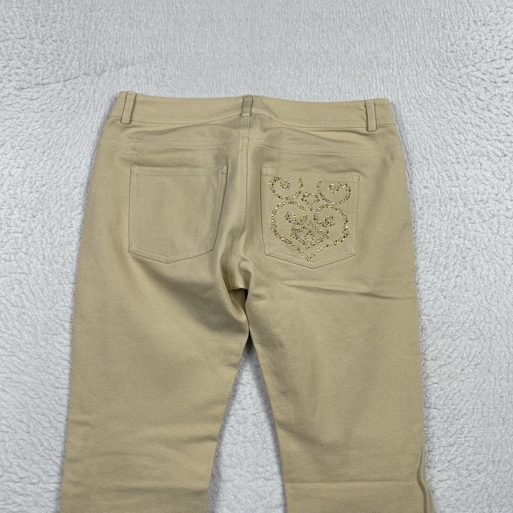 St‎ John Jeans Womens 2 Tan Khaki Denim Boot Cut Casual Bling Career Workwear - Picture 3 of 16